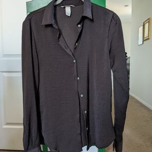 Size 2 H&M Navy satin button down shirt